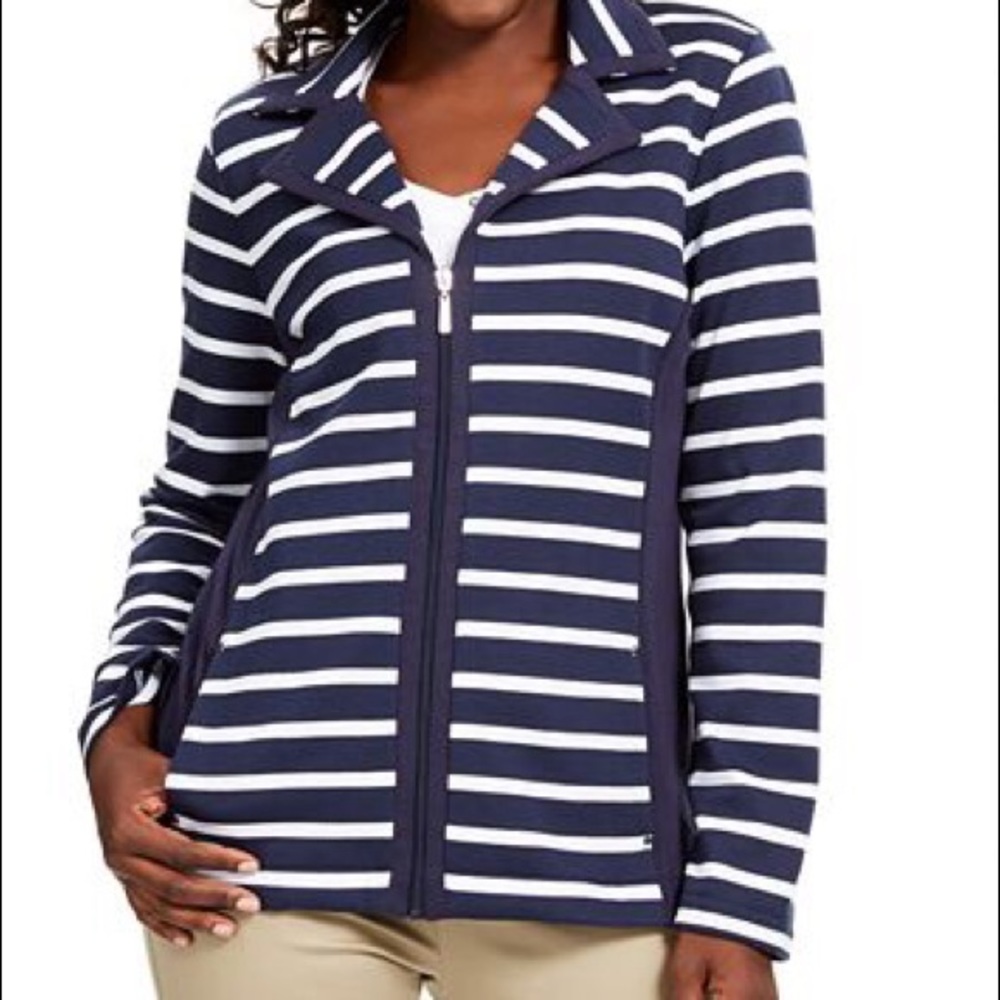 Blu/Wht NWT French Terry Striped Jacket (LG) 14-16